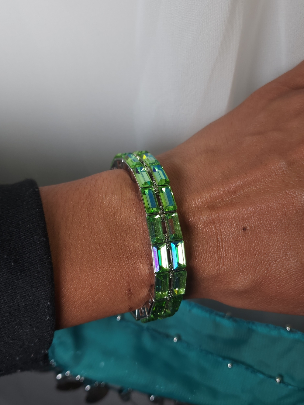 Green Crystal Stretch Bracelet